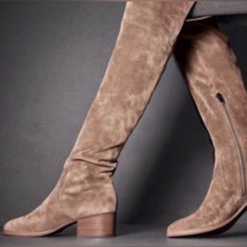 Via Spiga Ophira Over The Knee Suede Boots Winter Dressy Zip Leather Classy